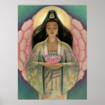 Goddess Kuan Yin "Pink Lotus Heart" poster