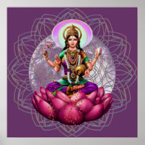 Goddess Lakshmi - wealth blessing mandala Print