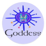 Goddess Sun and Stars Round Stickers