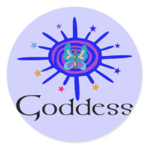 Goddess Sun and Stars Round Stickers
