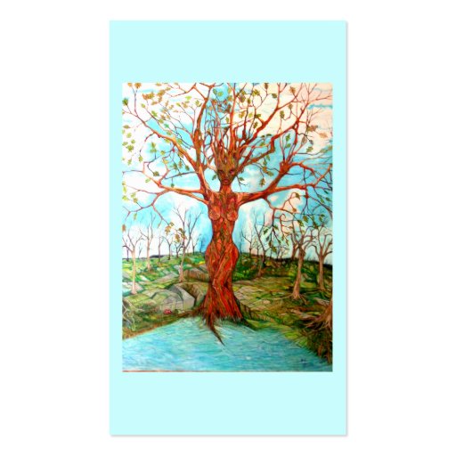 Goddess Tree Figure in Autumn Spiritual Painting Business Card (back side)