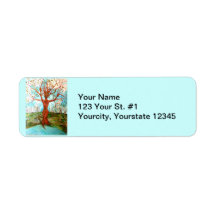 Goddess Tree Figure in Autumn Spiritual Painting Return Address Label