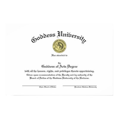 Goddess University Diploma Poster by browncats