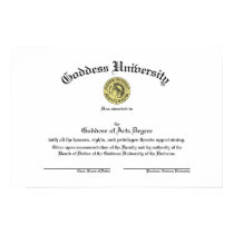 Goddess University Diploma Poster posters