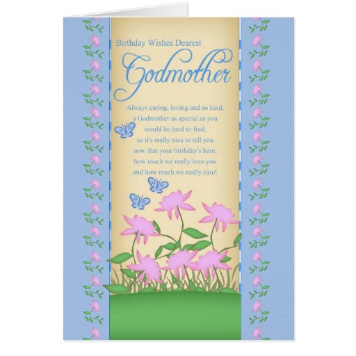 godmother birthday card flowers and butterflies Zazzle