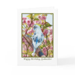 Godmother's Birthday Card with Blue Parrot