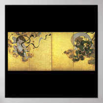 Gods of Wind and Thunder, c. 1600's Japan Print