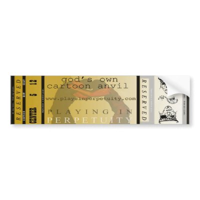 "God's Own Cartoon Anvil" Ticket Bumpersticker Bumper Sticker by msctex