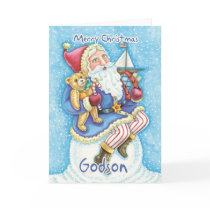 Godson Christmas Card With Cute Santa And Toys