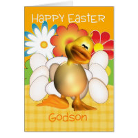 Godson Easter Card With Chick Eggs And Bright Flow