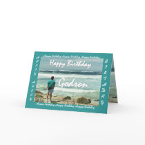 GODSON Happy Birthday - Man and Ocean Waves Greeting Cards