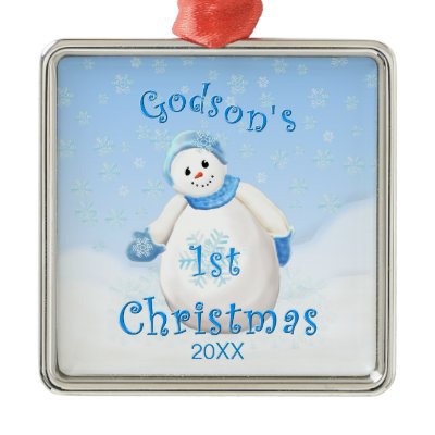 Godson&#39;s 1st Christmas Snowman Ornament