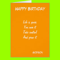 Godson's motivational birthday greeting cards cards