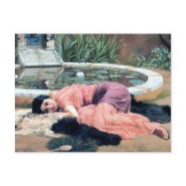 Godward woman by lilly pond dolce far niente post card