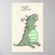 godzilla and an alien: friends help each other posters