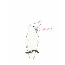 Goffin Cockatoo: Snacks?! t-shirts by BeaksAndFeet Goffin Cockatoo: Snacks?! t-shirts