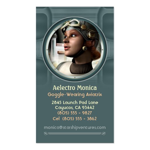 Goggled Aviatrix Business Cards (front side)