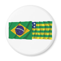 Goiás &  Brazil Waving Flags Fridge Magnets