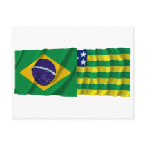 Goiás & Brazil Waving Flags postcards by Vexillophile Goiás & Brazil Waving Flags postcards