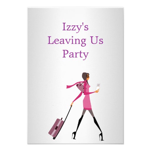 Going Away Party Event Girl with Luggage Custom Invitation