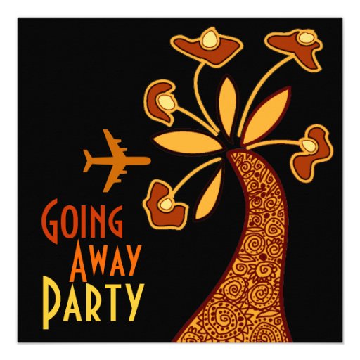 Going Away Party Invitation Card Motif Flower (front side)