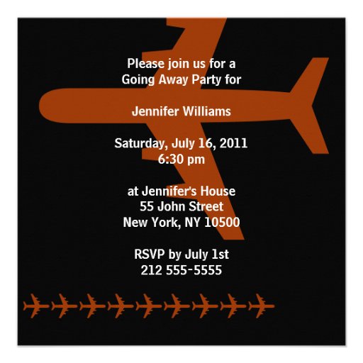 Going Away Party Invitation Card Motif Flower