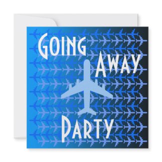 Going Away Party Invitation Card Plane Blue invitation
