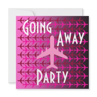 Going Away Party Invitation Card Plane Pink invitation