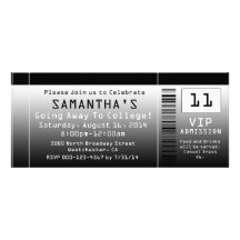 Going Away Ticket Invitations, Black + White