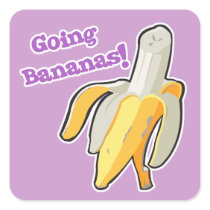 going bananas! banana round stickers