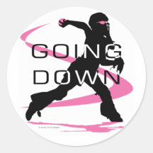 Going Down Pink Catcher Softball Round Stickers