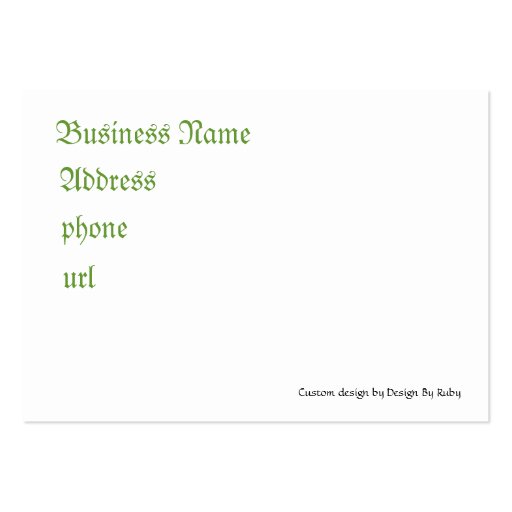 Going Green Business Cards (back side)
