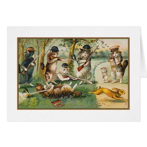 "Going Hunting" Vintage Greeting Card