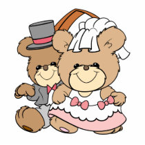 going to the chapel bride and groom bears photo cutouts