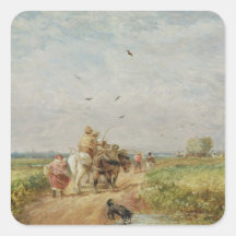Going to the Hayfield, 1853 (oil on millboard) Square Stickers