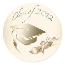 Gold 2012 Graduation Cap & Diploma Seals Sticker