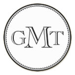 Gold 3 initial letter monogram royal elegance seal round sticker