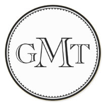Gold 3 initial letter monogram royal elegance seal round sticker