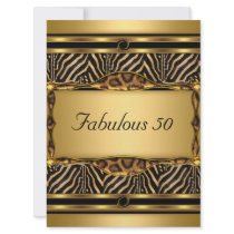 Gold  50 and Fabulous Birthday Party Invitation