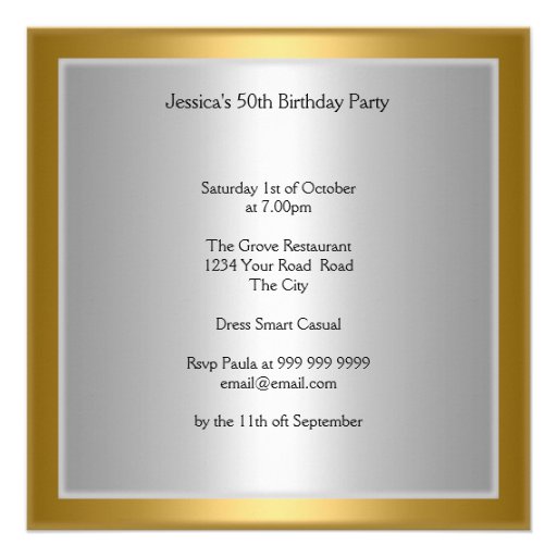 Gold 50th Birthday Anniversary Party Invitation
