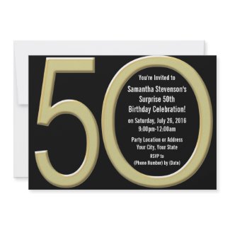 Gold 50th Birthday or Anniversary Party Invitation invitation