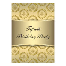 Gold 50th Birthday Party Custom Announcement