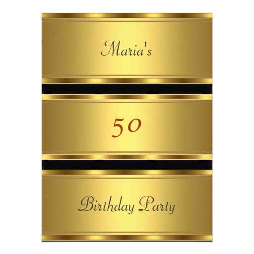 Gold 50th birthday Party Gold Black Announcement