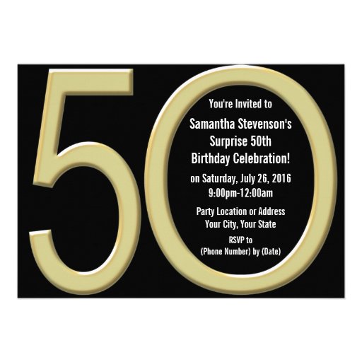 Gold 50th Birthday / Party Invitation