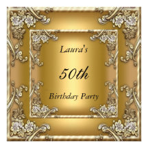 Gold 50th Birthday Party  Invitation Gold