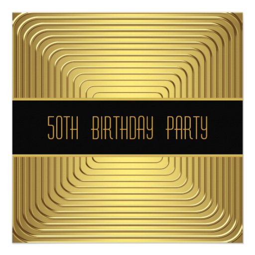 Gold 50th Birthday Party Personalized Announcement