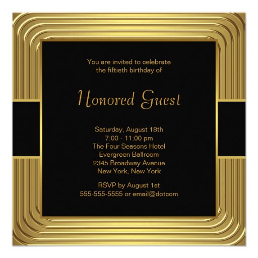 Gold 50th Birthday Party Personalized Announcement