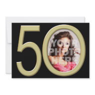 Gold 50th Photo Birthday or Other Party Invitation invitation
