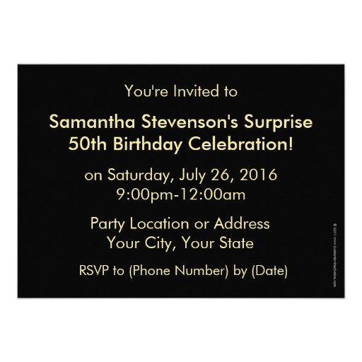 Gold 50th Photo Birthday or Other Party Invitation