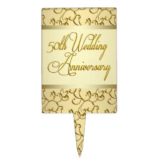 Gold 50th Wedding Anniversary Cake Topper